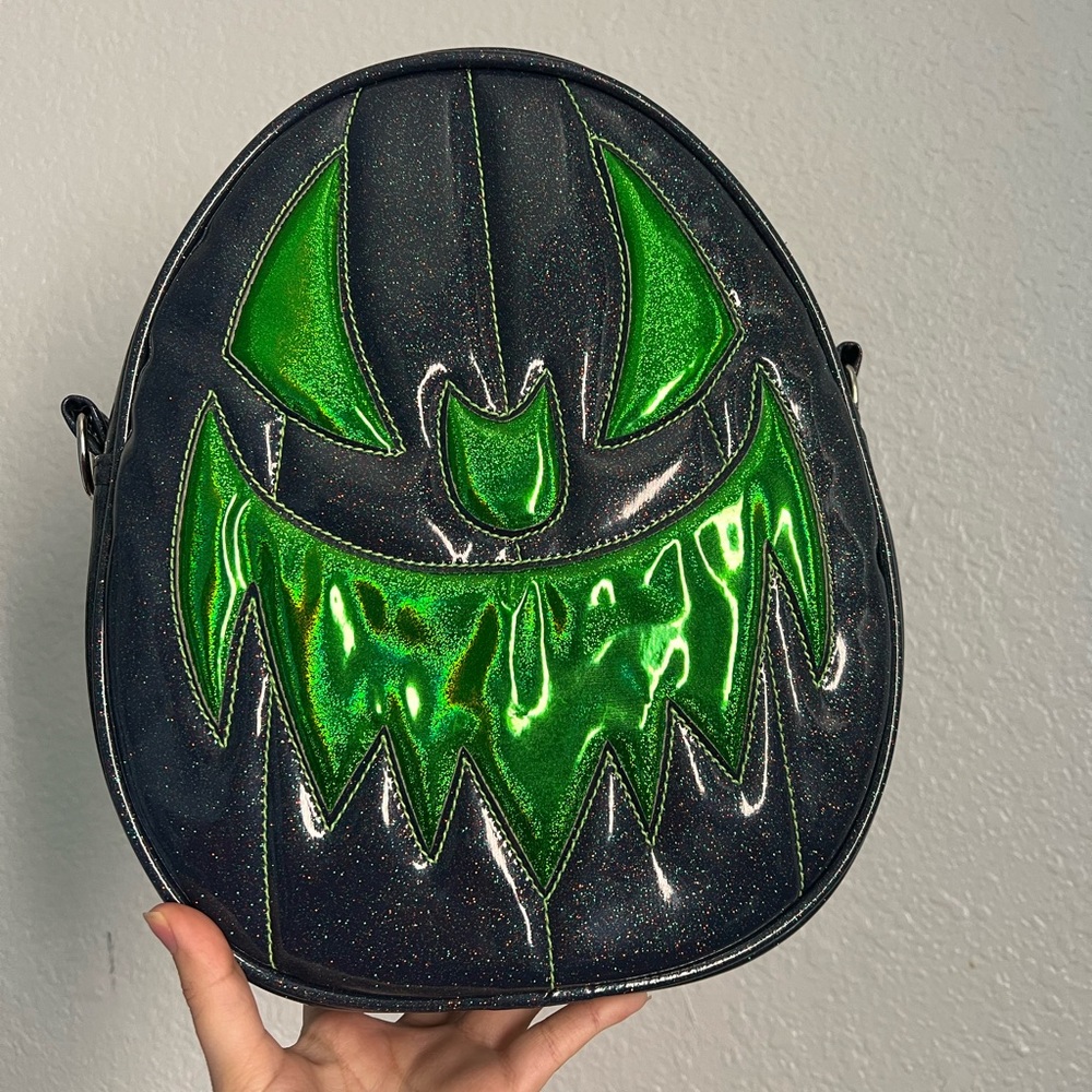 New Love Pain and Stitches Cosmic Midnight blue and Iridescent Green bag